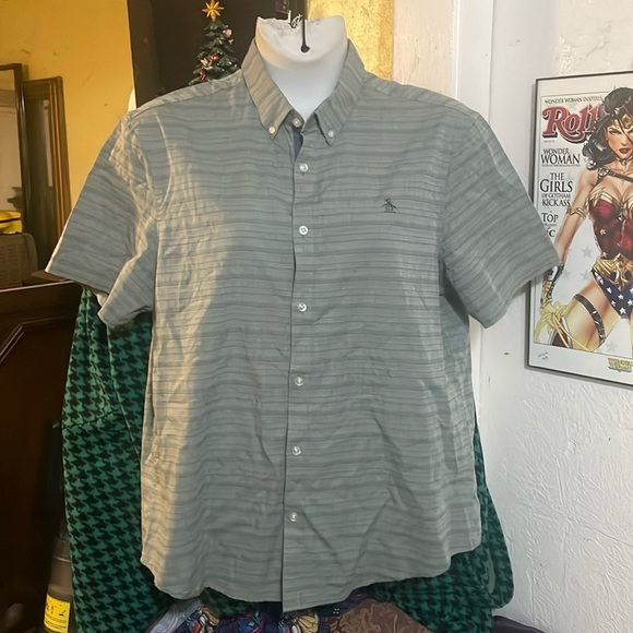 Original Penguin (heritage slim fit) casual button down, green, collared shirt. - Picture 1 of 8